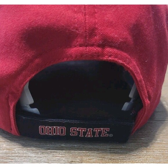 Vintage 90s Ohio State Buckeyes Hat Cap Strapback Red Embroidered OSU Sweatband - Picture 3 of 6